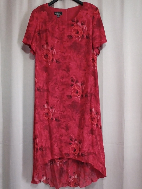 Spenser Jeremy Dresses & Skirts - Spenser Jeremy Woman Silk Rosette High/Low Asymmetrical Hem Midi Dress Sz 16